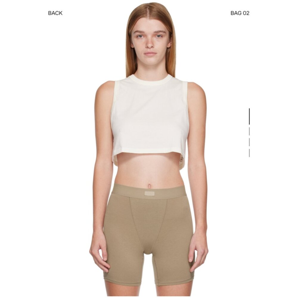 NWOT SKIMS Off-White SKIMS Boyfriend Sleep Crop Tank Top, Size: Small